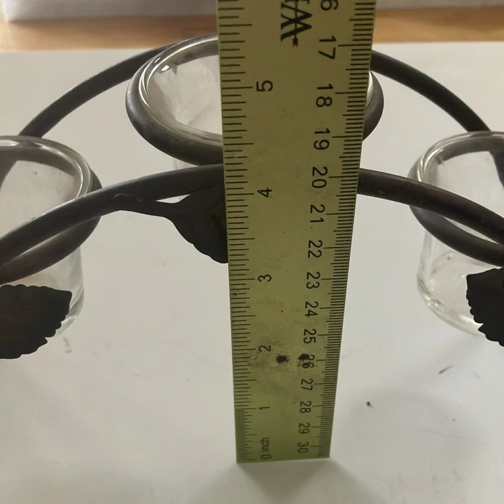 Wrought iron votive holder trio